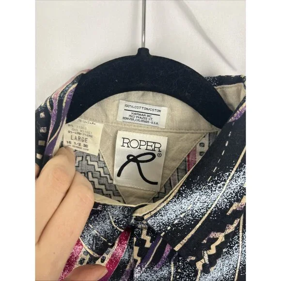 Roper Rodeo Multi-Colour & Patterned Western Cowboy Men's Size Large - Picture 4 of 8